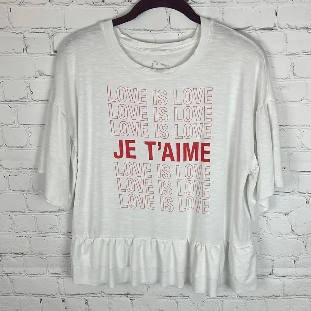 Art Class “Love is Love” Ruffle Tee Girls Size XL (14/16)